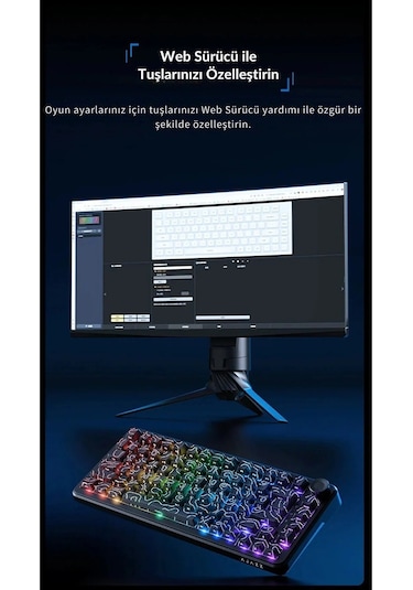 Ak820 Max Ultra 3 Modlu Manyetik Switch Klavye-8+8k Tepkime Süresi-128 K Tarama Hızı Web Driver