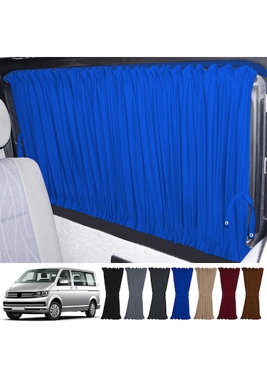 Pandami Volkswagen Transporter T5/t6/t7 Uzun Şase 2003-2022 Uyumlu Mavi Raylı Oto Perde Takımı