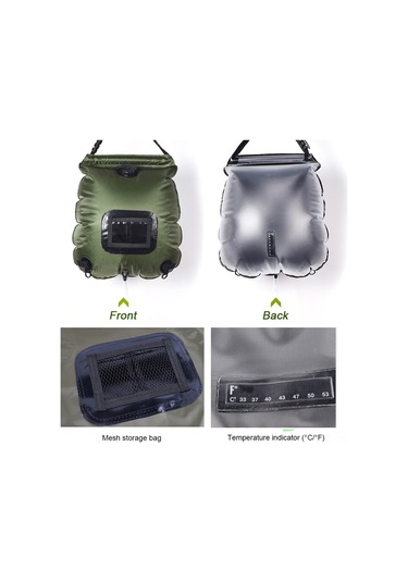 Ranyeek Taşınabilir Güneş Enerjili 20l Kamp Duşu - Portatif Katlanır Sıcak Su Çantası, Outdoor Şarj Edilebilir Yeşil