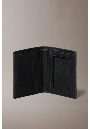 Erkek Monogram Desenli İki Katlı Cüzdan - Siyah Black