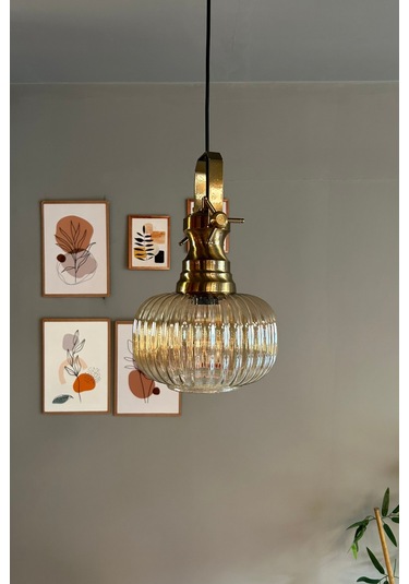 Mola Cam Bal Rengi Tekli Avize Yeni Eskitme Başlık Retro Sarkıt Lamba Restoran Salon Aydınlatma Bal