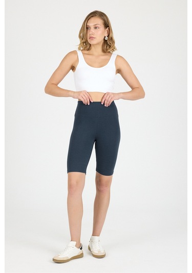 Malabadi Kadın Füme Penye Modal Yüksek Bel Sporcu Biker Tayt 1911 Füme