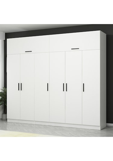 Kale 6 Kapaklı Zincir Dolap-yüklük - Beyaz 255cm