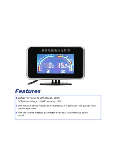 Yifomall Siyah Plastik Yakıt Göstergesi Ve Voltmetre -40 C'den 50 C'ye Çalışma Sıcaklığı