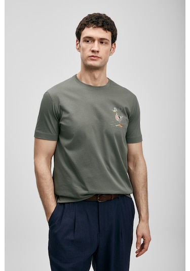 Lufian Fınx Modern Grafik T- Shirt Koyu Yeşil Koyu Yeşil 111020313100610