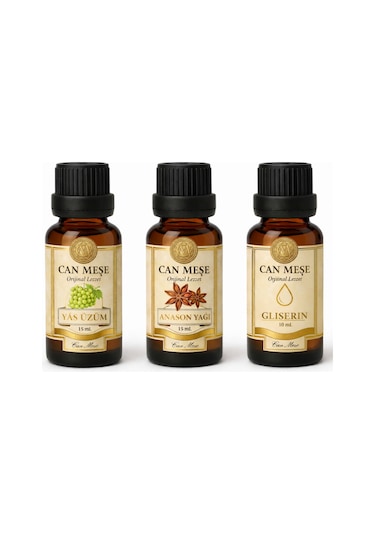 Can Meşe Saf Anason Yağı 15 ML + Yaş Üzüm Aroması 15 ML + Gliserin 15 ML