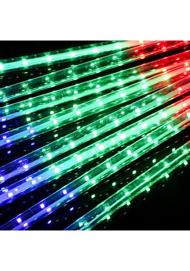 Geeksen Led Yağmur Gökkuşağı Işık Zinciri Dış Mekan Sıcak Beyaz 8 Adet 30cm Su Geçirmez Noel Dekorasyon Lambaları Amerikan Standartı Diğer