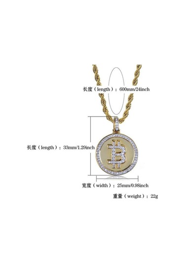 Mikro Açacağı Zirkon Bitcoin Kolye İlk B Mektup Charm Kolye Hip Hop Takı Hediye Kolye Kolyeler Altın - Beyaz