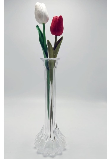 El Yapımı Düz Model Cam Karanfillik 25cm