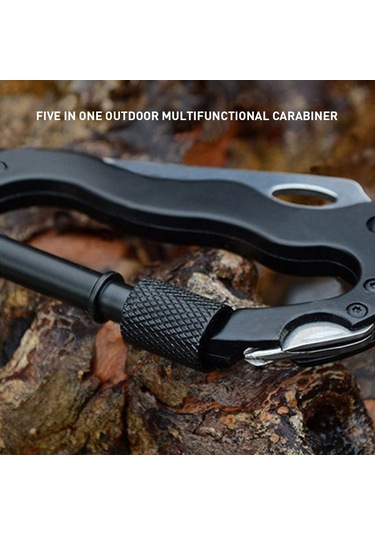 MSO Outdoor Paslanmaz Çelik Karabina Çakı Bıçak Tornavida Siyah