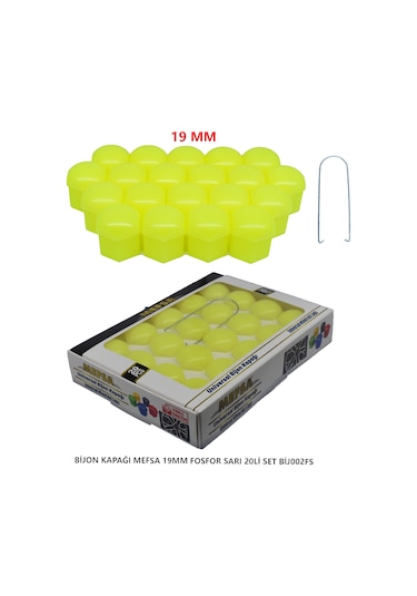 Bijon Kapağı Düz 19 Mm Fosfor Sarı 20 Li Set