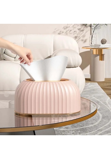 Koyu Yeşil-lüks İskandinav Çizgili Doku Kutusu Tutucu Yüksek Dereceli Tuvalet Kağıdı Kutusu Masa Peçete Tutucu Araba Kağıt Mendil Ev Dekorasyon