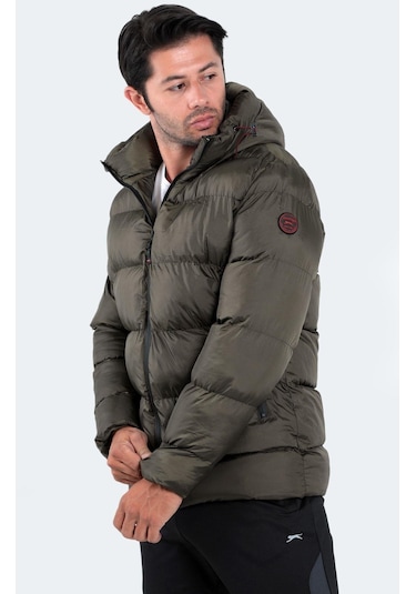 Slazenger  Hank Erkek Kapüşonlu Şişme Haki Mont & Kaban