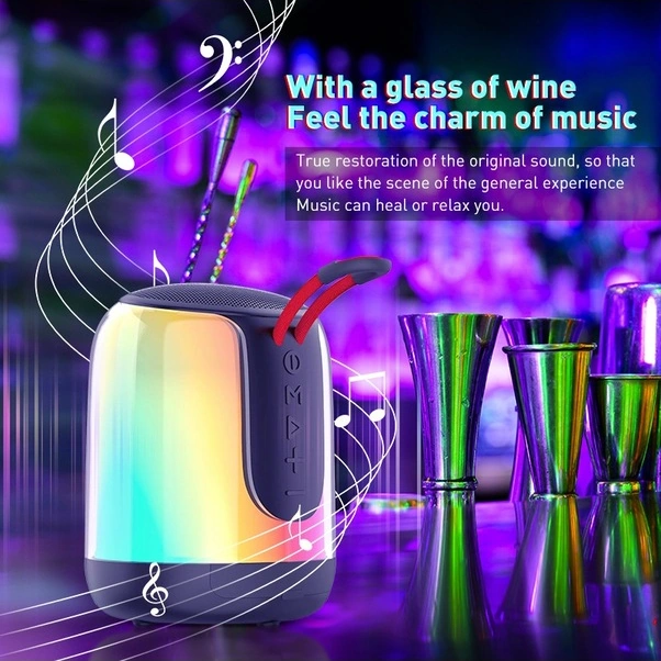 Fortunelane Mobil Bluetooth Hoparlör, 10 Renkli Işık, Güçlü Bas, 8 Saat Pil, Tws Ve Radyo, Kamp İçin