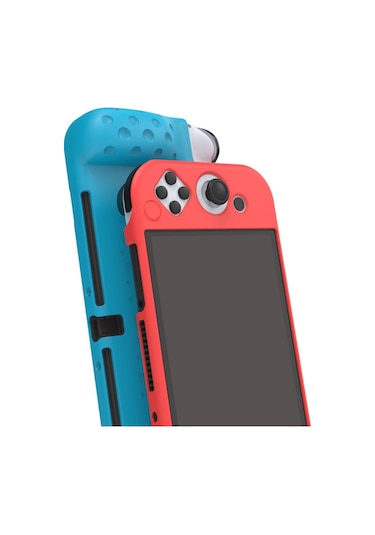 Nintendo Switch Oled El Destekli Grip Tasarımlı Koruyucu Silikon Kılıf Mavi