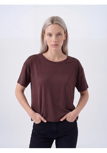 LOFT Regular Fit Kadın Tshirt K.kol Lf2040480 Q1.v1 Kahverengi