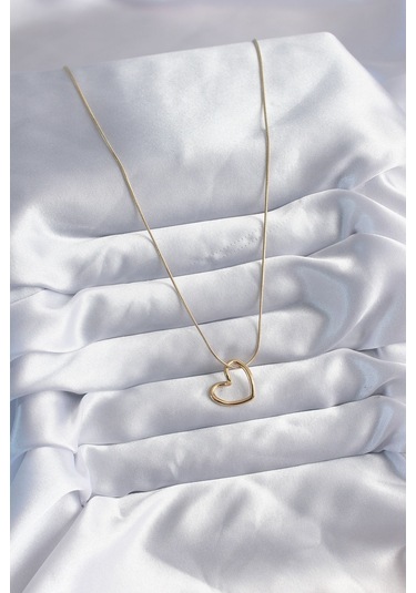 316l Çelik Zincir Gold Renk Kalp Model Kadın Kolye