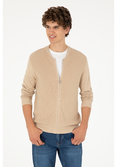 U.s. Polo Assn. Erkek Kum Melanj Hırka Triko 50293528-vr123 Kum