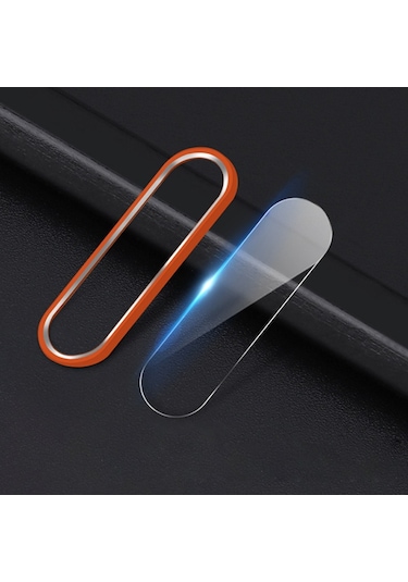 Ally Huawei P30 Kamera Koruma Metal Lens + Kırılmaz Cam Seti Turuncu