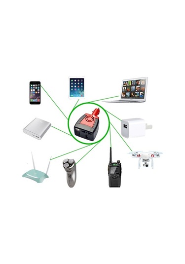 Novahub 75w Araç Güç Dönüştürücü 12v-220v, Cep Telefonu, Dizüstü, Dijital Kamera, Dvd İçin