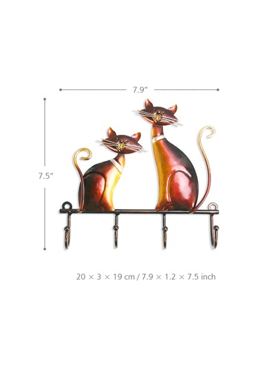 Qingmipy Vintage Kedi Desenli Duvar Askısı - Çok Amaçlı Dekoratif Mont, Çanta Ve Anahtarlık Tutucu Kırmızı