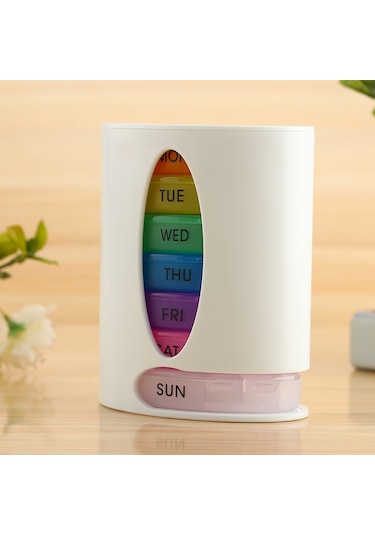 Haftalık Hap Organizatör 7 Gün Hap Kutusu Kasa Tıp Beyaz Diğer