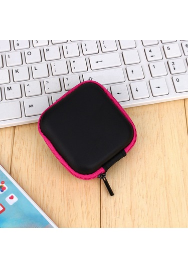 Kosona Kırmızı Pembe Sert Kılıf, 70x70x20mm, Bluetooth Kulaklık Ve Küçük Elektronik Aletler İçin Taşınabilir, Dayanıklı Polietilen Materyal Diğer