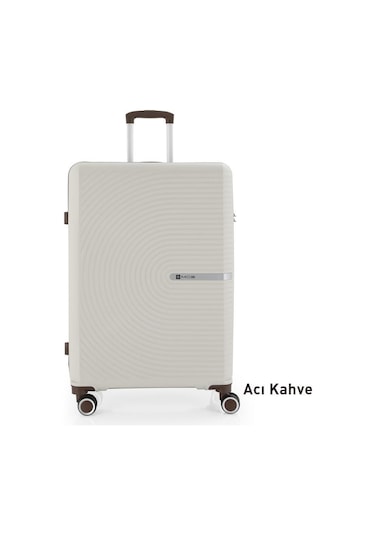 Mçs Bavul Büyük Ve Kabin 2li Set Kırılmaz Silikon Valiz V374 Kemik/acıkahve Kemik - Kahverengi