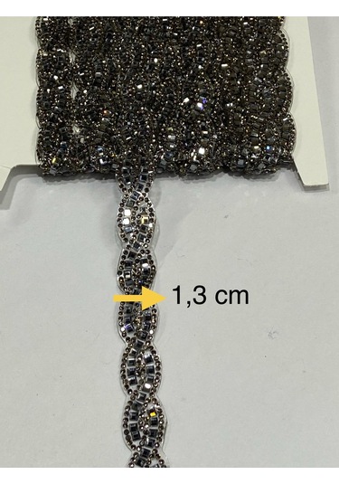 Ütü İle Yapışan Kristal Taşlı Örgü Model Şerit / 1 Metre / H21 - Siyah