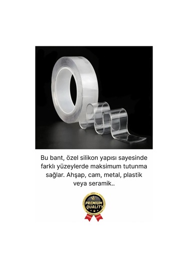 Çok Amaçlı Çift Taraflı İz Bırakmaz Montaj Tamir Bandı Şeffaf Güçlü Silikon Bant 18mm X 2mt 1 Adet