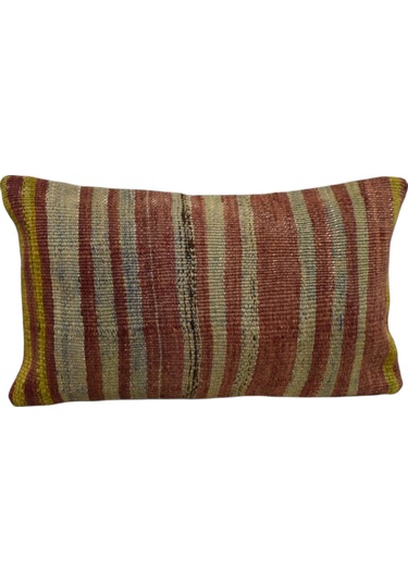 Zehra Abla Halı Yeni El Dokuma Dekoratif Lumbar Kilim Kırlent Yastık Kılıfı 6150