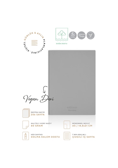 Vj Softtons Esnek Kapak Defter A5 80 Gr. Krem 128 Yp. Çizgili Mavi