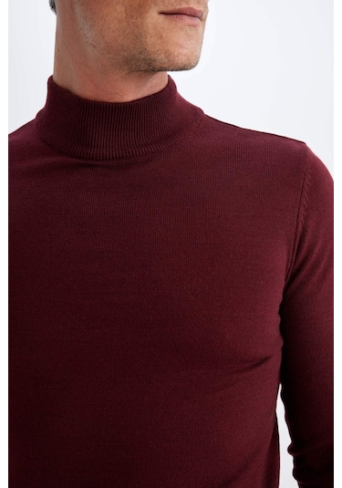 DeFacto Slim Fit Dar Kesim Yarım Balıkçı Yaka Basic Düz Triko Kazak R1127AZ24WNBR50