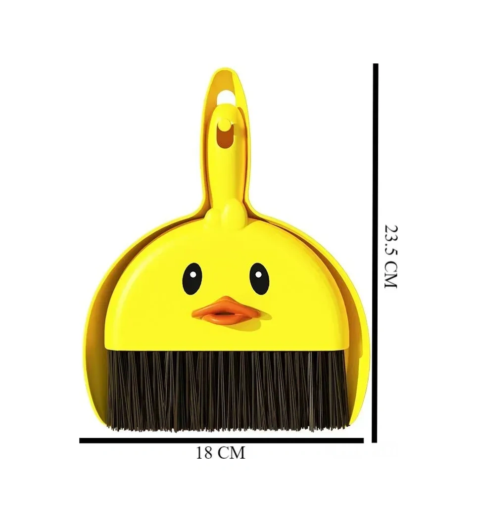 Konesam Sarı Ördek Desenli Süpürge Ve Çöp Toplayıcı Seti - Ev Temizliği İçin Çocuk Dostu, Dayanıklı Pp+pet Malzeme
