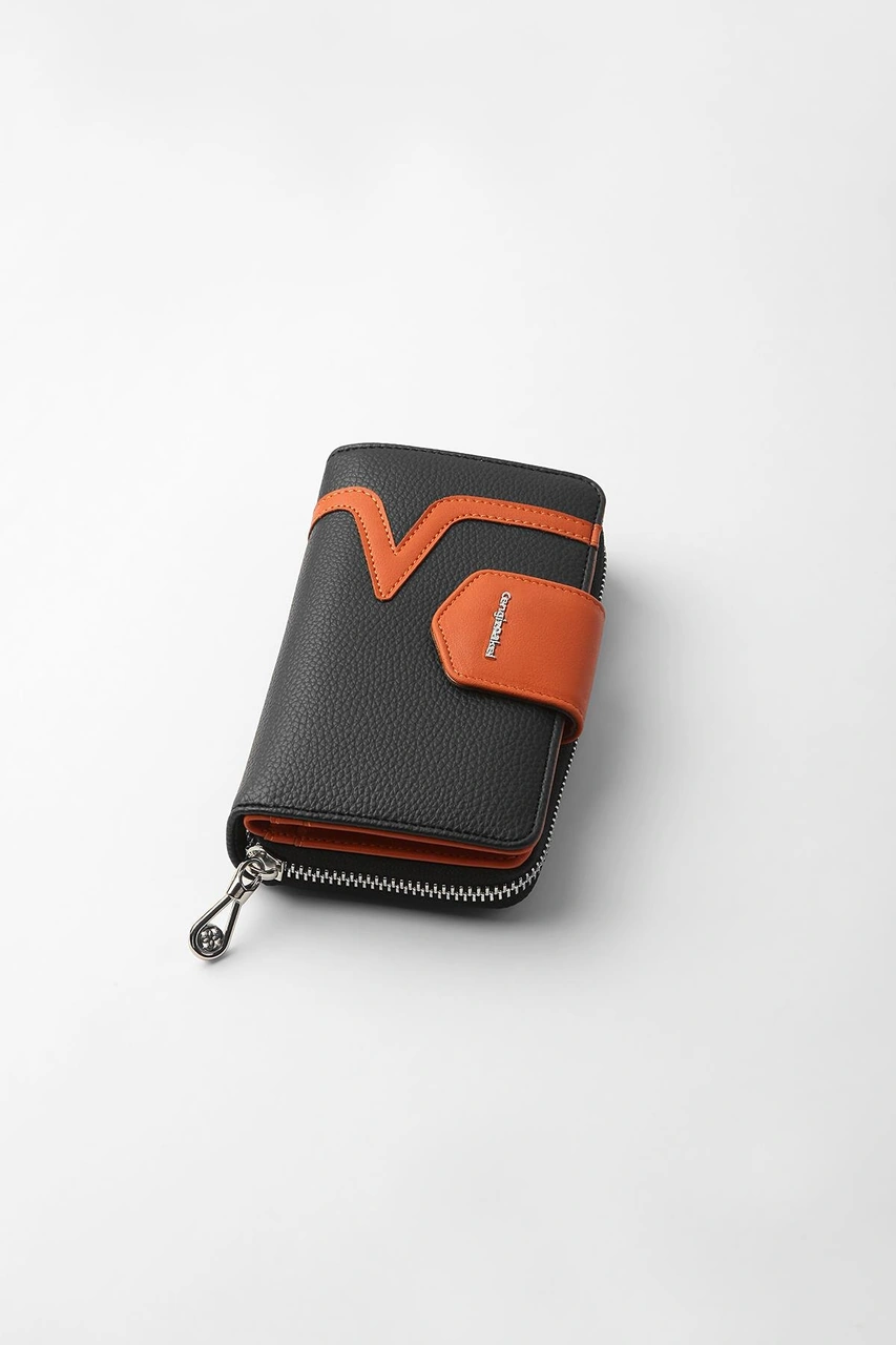 Cengiz Pakel Orta Boy Kadın Cüzdan 65295m - Siyah/kiremit 65295m-siyah-kiremit