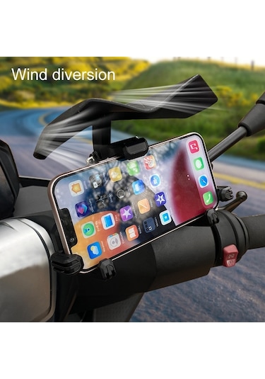 Sones Motosiklet Cep Telefonu Tutucu Güneş Ve Yağmur Koruması Genişletilmiş Deflektör Kanadı, Renk: Siyah