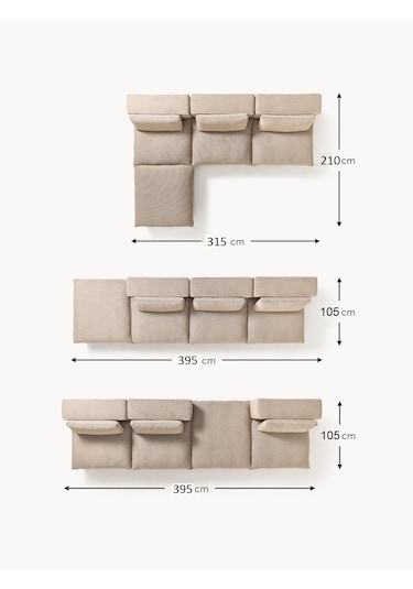 Most Mollirest 4 Modül Köşe 05 Bej Keten Kumaş Silikon Dolgu Ferm