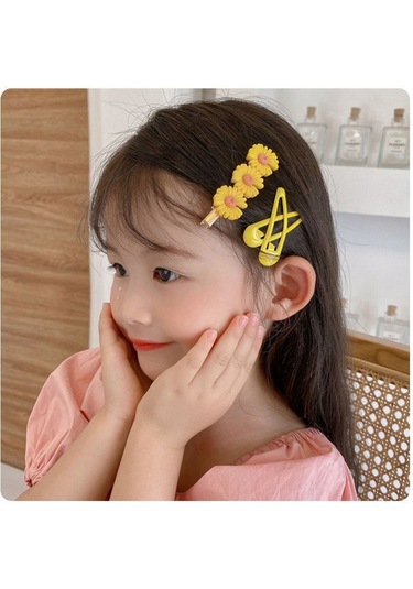 Samdoo Kız Çocukları İçin 10 Adet Renkli Bitki Desenli Saç Klipsi - Günlük Ve Özel Etkinlikler İçin Yumuşak Tutucu Resin Plastik Aksesuar