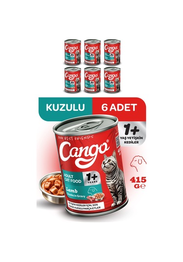 Cango Yetişkin Yaş Kedi Maması Kuzu Etli 415gr 6lı