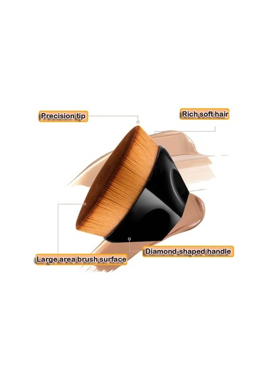 Moveevo Düz Üst Temel Fırçası Makyaj Fırçası Sıvı Krem Pudrayı Karıştırmak İçin Yüz Fırçası Koruyucu Kılıflı Kozmetik Fırçası