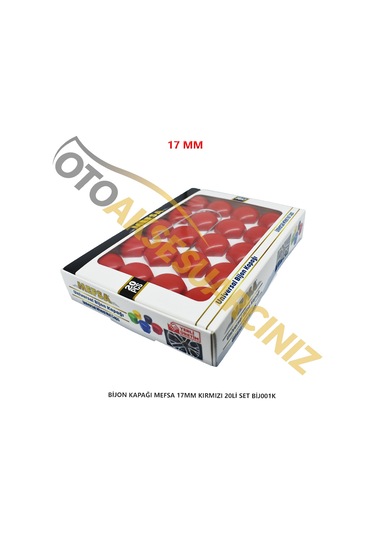 A Kalite Mefsa Bijon Kapağı Düz 17 Mm Kırmızı 20 Li Set