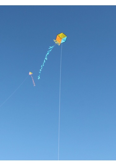 Gülen Uçurtma/Hışır Altıgen Küp Desen Uçurtma/Sarı Mavi Turuncu