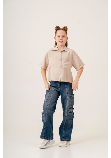 Kız Çocuk Duble Kol Gömlek 3169 Bej