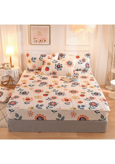 Hfambition Güneş Çiçeği Desenli Yorganlı Üçlü Yatak Örtüsü Seti - Kaymazsız, Toz Koruyucu, Tam Kaplayan Ev Tekstili Diğer