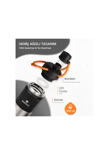 Santeco Ktwo Sporcu Termosu 500 Ml-siyah