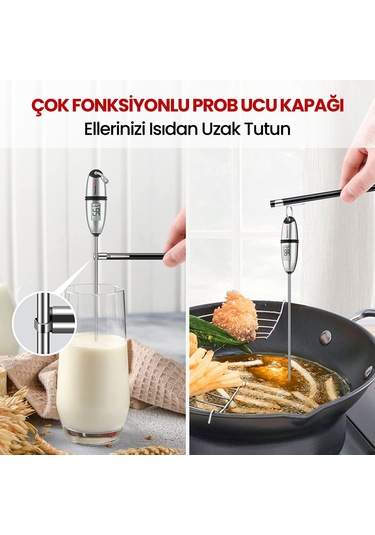 ThermoPro TP02S Lcd Ekranlı Daldırma/Saplama Çelik Gövdeli Gıda Pişirme Termometresi