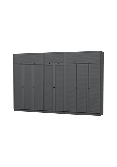 Kale 8 Mebran Panjur Kapaklı 4 Çekmeceli Dolap Ve Yüklük Antrasit 255cm Antrasit