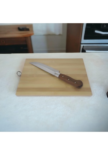 22-32 Cm Organik Bambu Kesim Tahtası Ve No2 30 Cm Çelik Et Bıçağı Seti Bıçak Ve Kesim Tahtası Seti