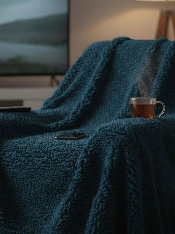 Wellsoft Battaniye, Dört Mevsim Televizyon Battaniyesi, Peluş, Polar Battaniye, Tek Kişilik, 170 230 Petrol Mavi