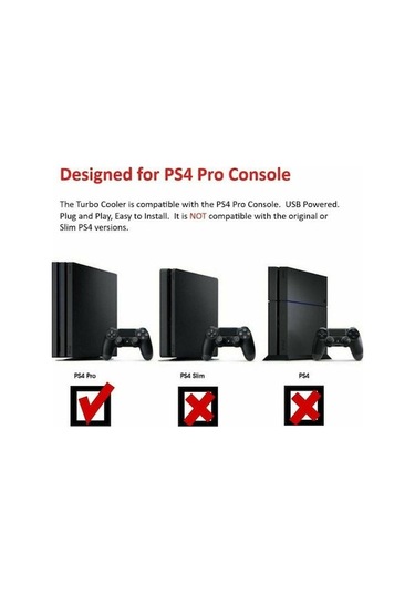 Qingmipy Ps4 Pro Usb Sogutucu Fanı - Otomatik Sıcaklık Kontrolü - Hareketli Turbofan - Arka Yerleştirme - Siyah Tp4-831 Diğer